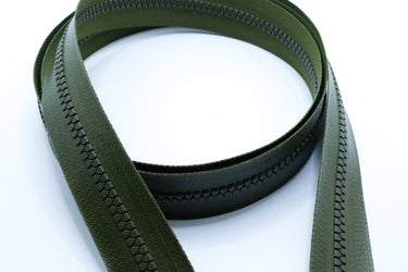 YKK vislon aquaguard zipper chain sold per foot in moss green