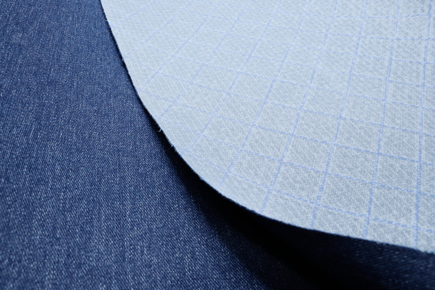 Backside of EPX240 Denim waterproof fabric for making  and sewing your own gear and bags