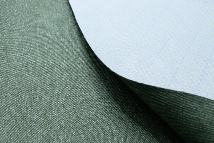 Backside of EPX240 Denim waterproof fabric for making  and sewing your own gear and bags