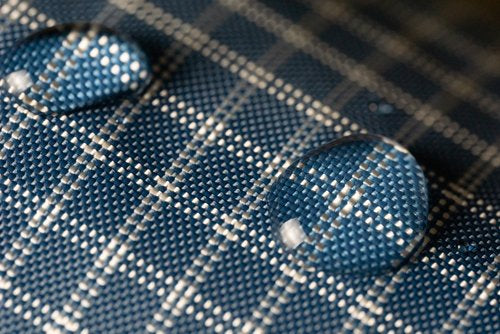 Blue wave ultragrid fabric with UHMWPE gridstop. Water-resistant fabric