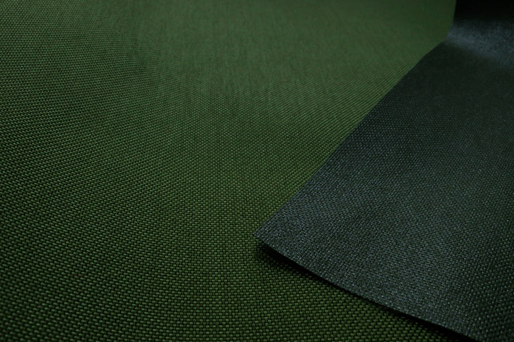 Close-up of olive colored Cordura Classic 1000D nylon 6.6 fabric texture