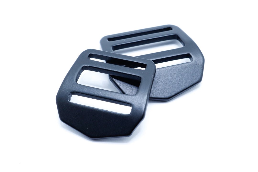 Aluminum tension lock for adjusting webbing on backpacks, bags, and sewn gear as well as other DIY projects.