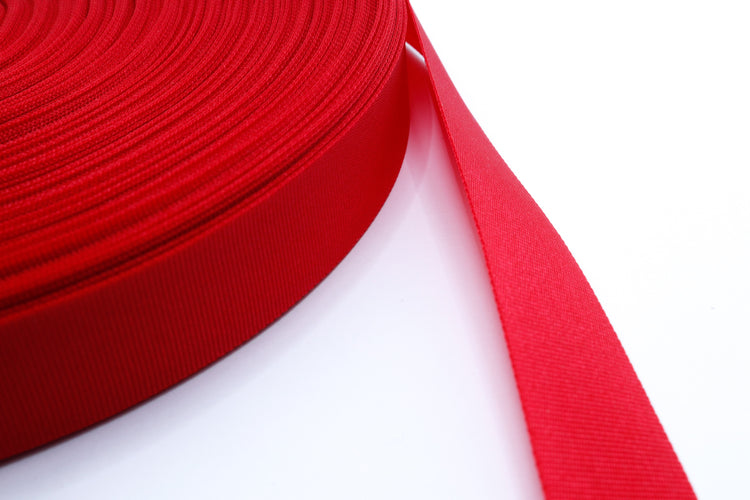 Durable red nylon grosgrain ribbon for sewing, crafting, and gear-making