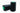 Two black spools of thread with green ends on a white background