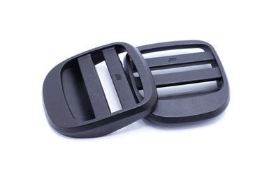 Black acetal webbing adjuster for backpack straps and belts