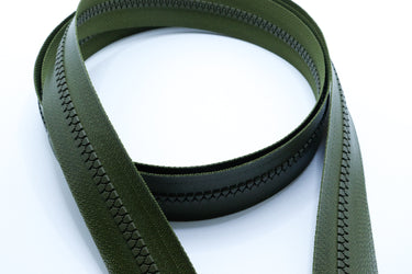 YKK vislon aquaguard zipper chain sold per foot in moss green