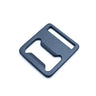 Close-up of anodized aluminum bottle opener for sewn gear projects