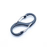 Aluminum mini carabiner shown close-up to attach to zippers.