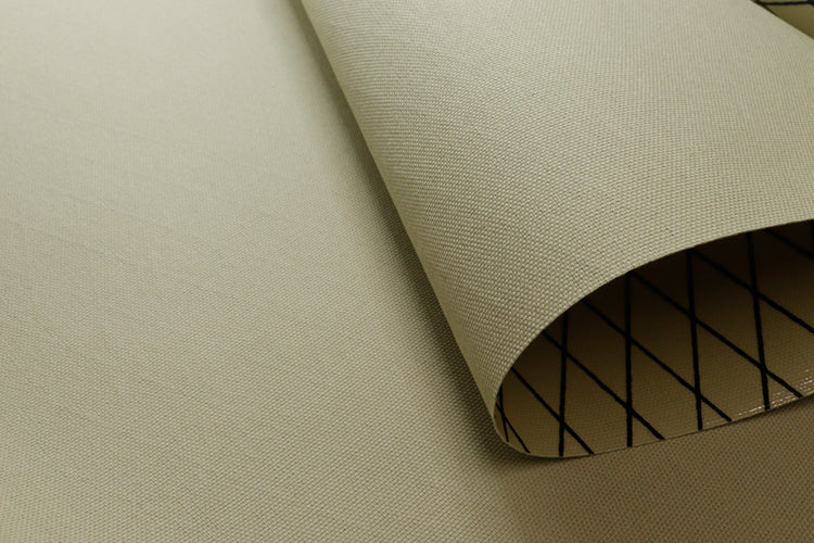 close up of x11 xpac canvas fabric in moonstone/beige