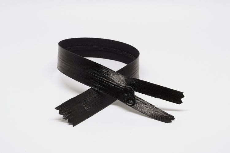 Black Closed-end YKK AquaGuard Zipper. Custom requests and bulk quantities available