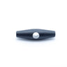 Black acetal toggle for cord pulls and loop closures on bags and outdoor gear