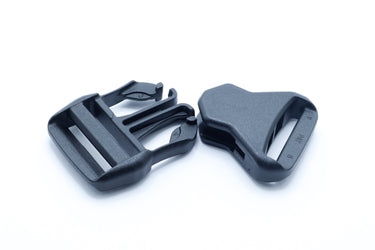 Lion single adjust buckle shown apart, showing the two halves